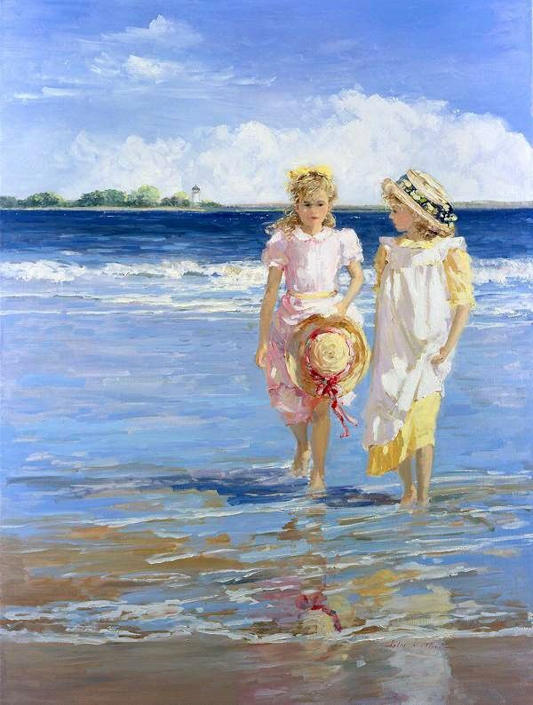 Sally Swatland Wading by the Shore
